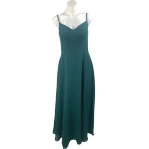 Azazi Blue Sleeveless V Neck A Line Bridesmaid Gown Cami Maxi Dress Size M